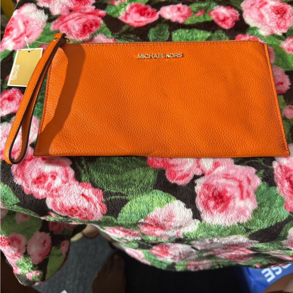 Michael Kors Vibrant Orange Wristlet Clutch